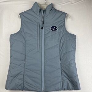 North Carolina Tar Heels Vest Womens M White Blue NCAA Full Zip White